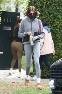 Kaia Gerber in a Grey Outfit