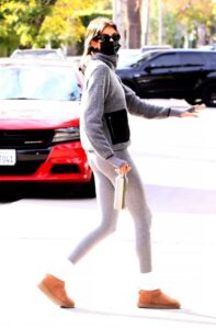 Kaia Gerber in a Grey Outfit