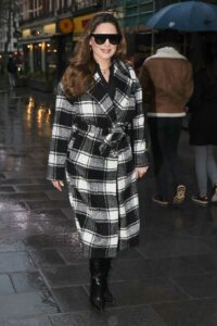 Kelly Brook in a Checked Coat