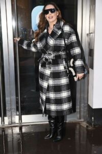 Kelly Brook in a Checked Coat