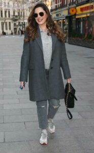 Kelly Brook in a Grey Coat