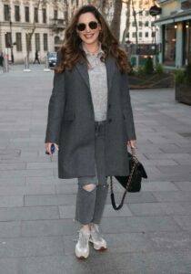 Kelly Brook in a Grey Coat