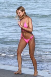 Kimberley Garner in a Pink Bikini on the Beach in Miami 01/02/2021