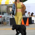 Lexy Panterra in an Olive Workout Ensemble Walks Her Dog in Los Angeles 01/10/2021