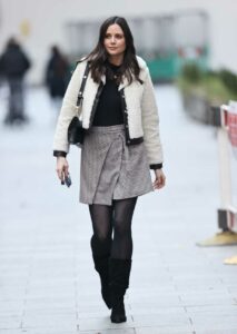 Lilah Parsons in a Grey Mini Skirt