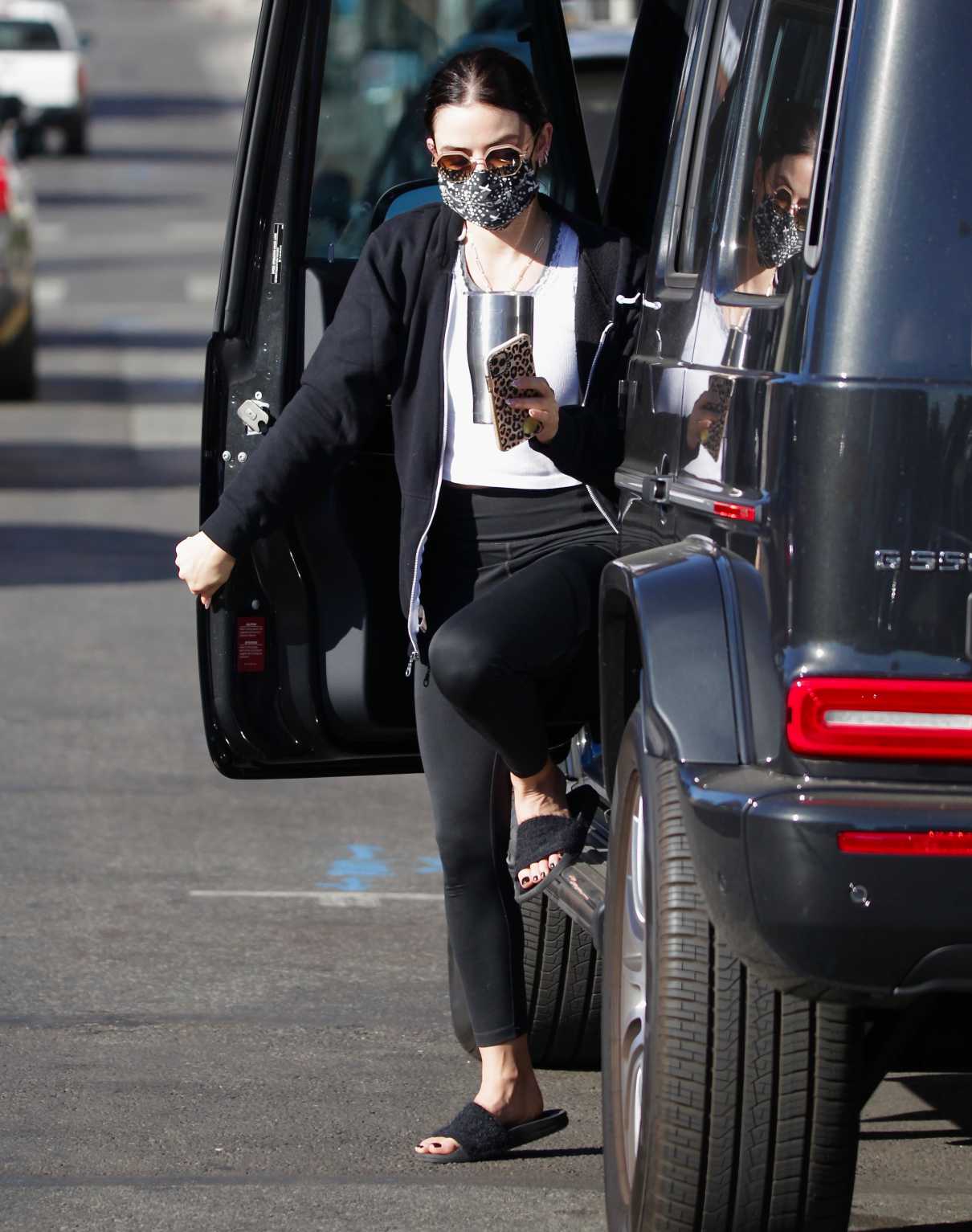 Lucy Hale in a Black Leggings