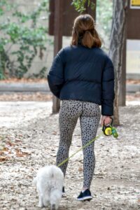 Lucy Hale in a Grey Animal Print Leggings