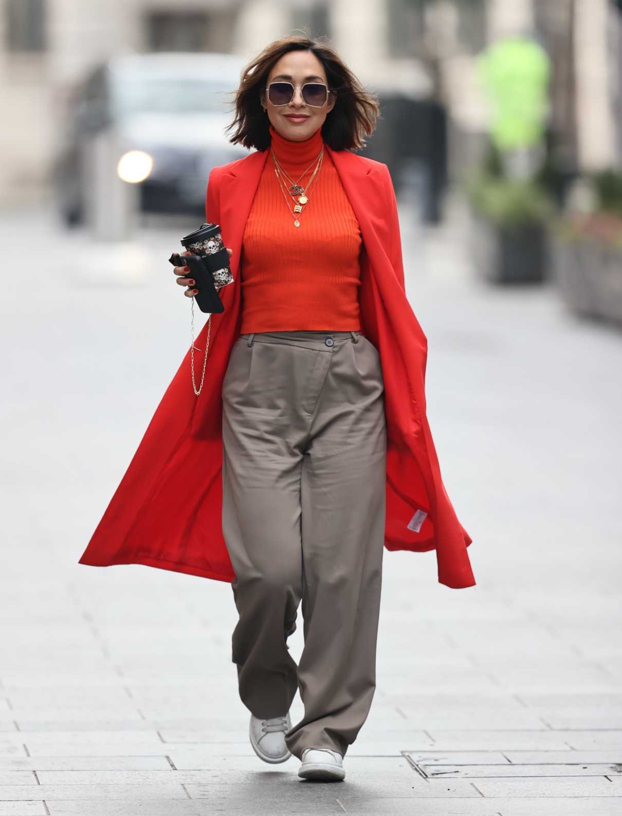 Myleene Klass in a Red Coat