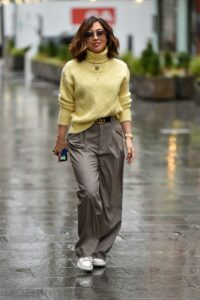 Myleene Klass in a Yellow Knit Turtleneck