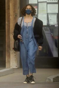Paula Patton in a Blue Jumpsuit