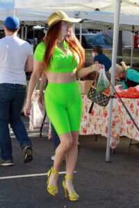 Phoebe Price in a Neon Green Outfit