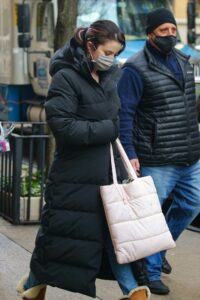 Selena Gomez in a Black Puffer Coat