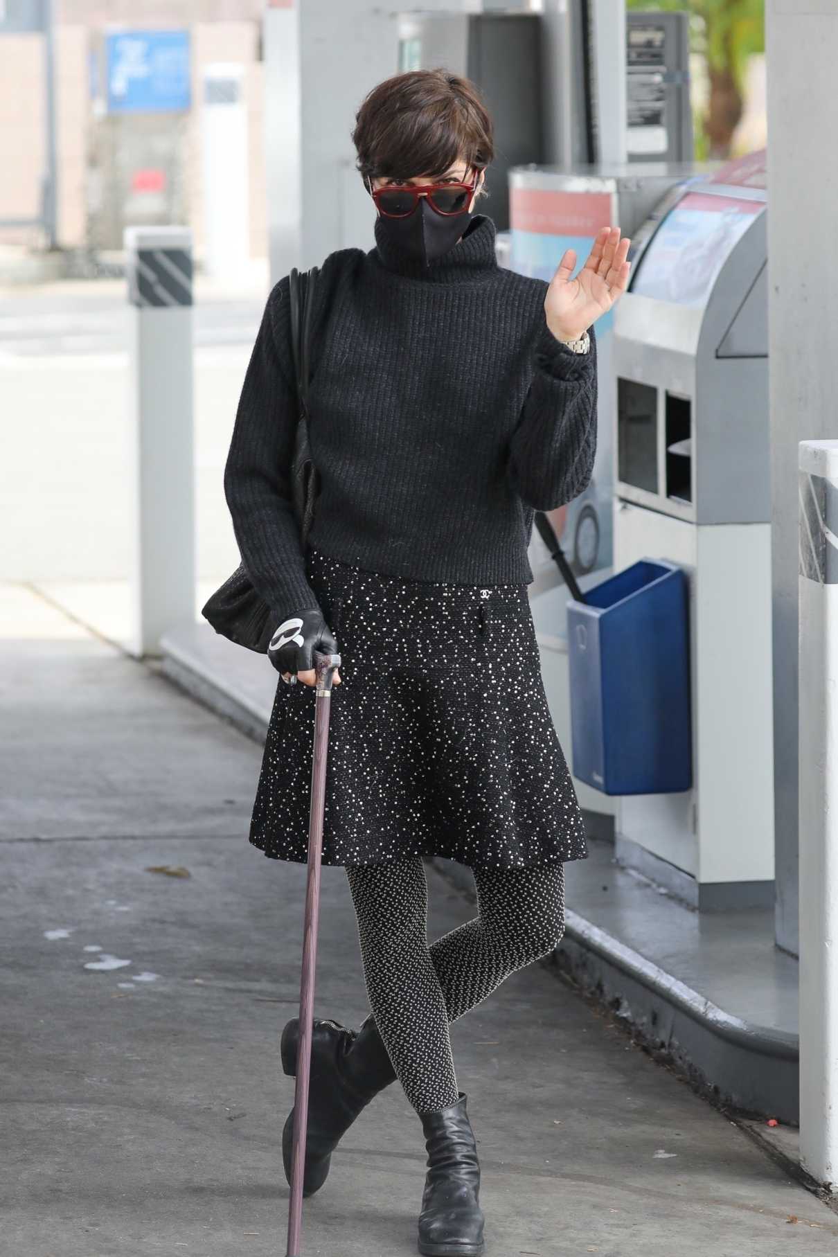 Selma Blair in a Black Protective Mask