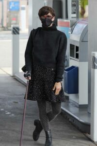 Selma Blair in a Black Protective Mask