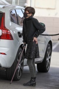 Selma Blair in a Black Protective Mask