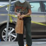Tina Louise in an Olive KIZZ Tee Work’s at Getting Her Co-Owned Suger Taco Second Location in Los Angeles 01/22/2021