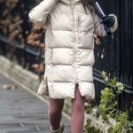 Vanessa Bauer in a Beige Puffer Coat Was Seen Out in London 01/07/2021