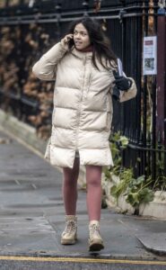 Vanessa Bauer in a Beige Puffer Coat