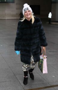 Vanessa Feltz in a Black Fur Coat