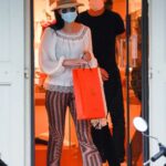 Wendi Murdoch in a White Blouse Goes Shopping at Hermes with Her New Boyfriend in St. Barts 01/02/2021