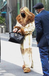Wendy Williams in a Beige Fur Coat