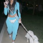 Winnie Harlow in a Light Blue Sweatsuit Walks Her Dog in Malibu 01/19/2021