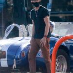 Aaron Paul in a Black Tee Was Spotted at a Gas Station in Los Feliz 02/05/2021