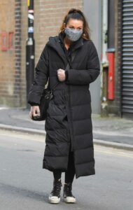 Alison King in a Black Puffer Coat