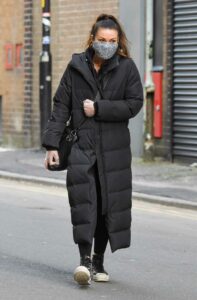Alison King in a Black Puffer Coat