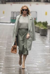 Amanda Holden in an Olive Coat