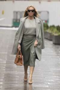 Amanda Holden in an Olive Coat