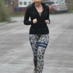 Amy Hart in an Animal Print Leggings Heads Out for Her Morning Run in Worthing 02/09/2021