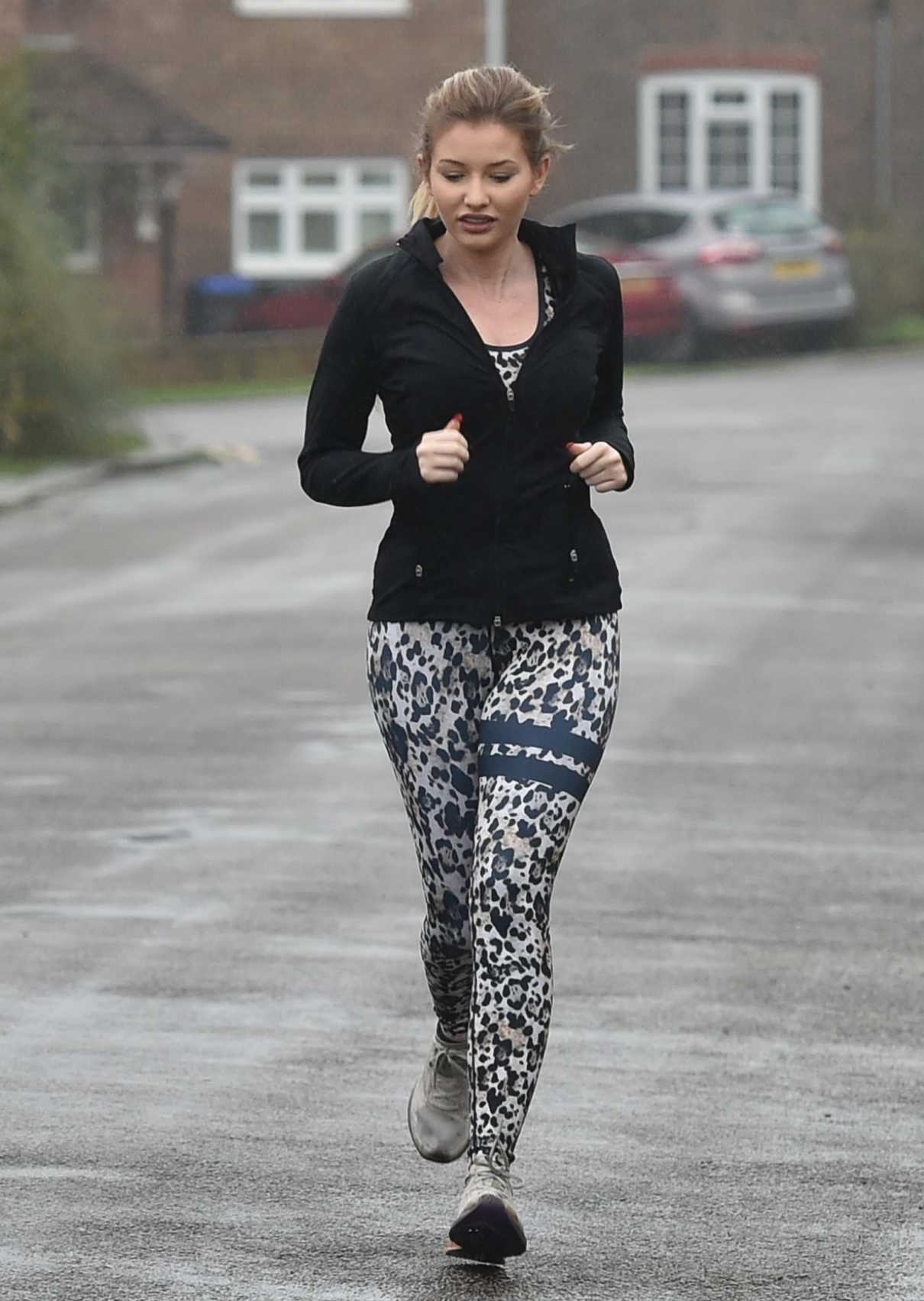 Amy Hart in an Animal Print Leggings