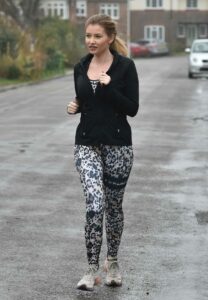 Amy Hart in an Animal Print Leggings