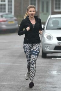 Amy Hart in an Animal Print Leggings