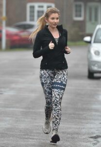 Amy Hart in an Animal Print Leggings