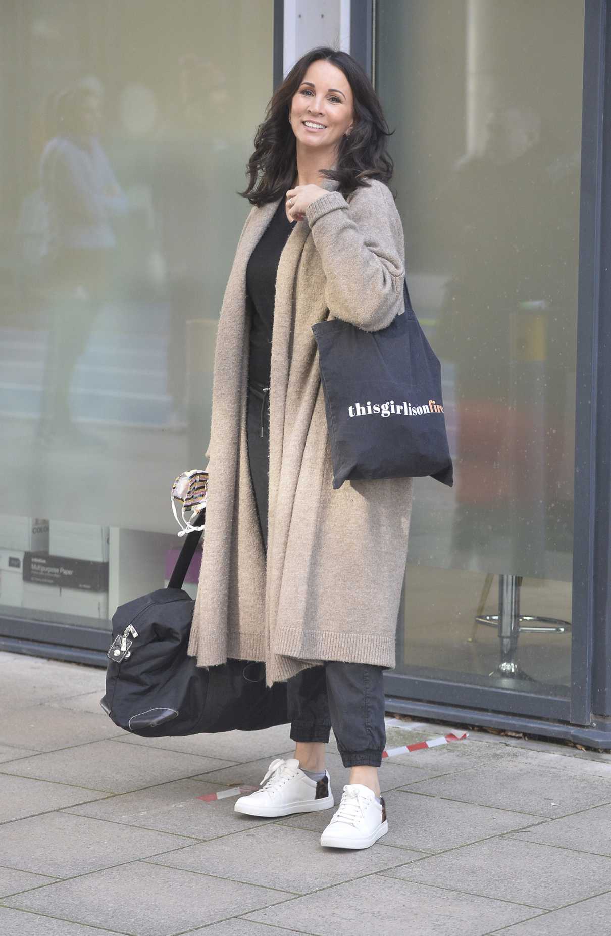 Andrea Mclean in a Beige Cardigan