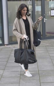 Andrea Mclean in a Beige Cardigan