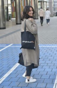 Andrea Mclean in a Beige Cardigan