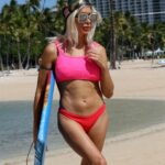 Angelique Morgan in a Red Bikini on the Beach in Hawaii 02/01/2021