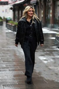 Ashley Roberts in a Black Denim Jumpsuit