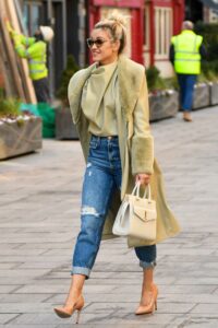 Ashley Roberts in an Olive Coat