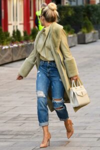 Ashley Roberts in an Olive Coat