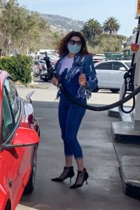 Blanca Blanco in a Protective Mask