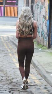 Chloe Crowhurst in a Brown Workout Ensemble