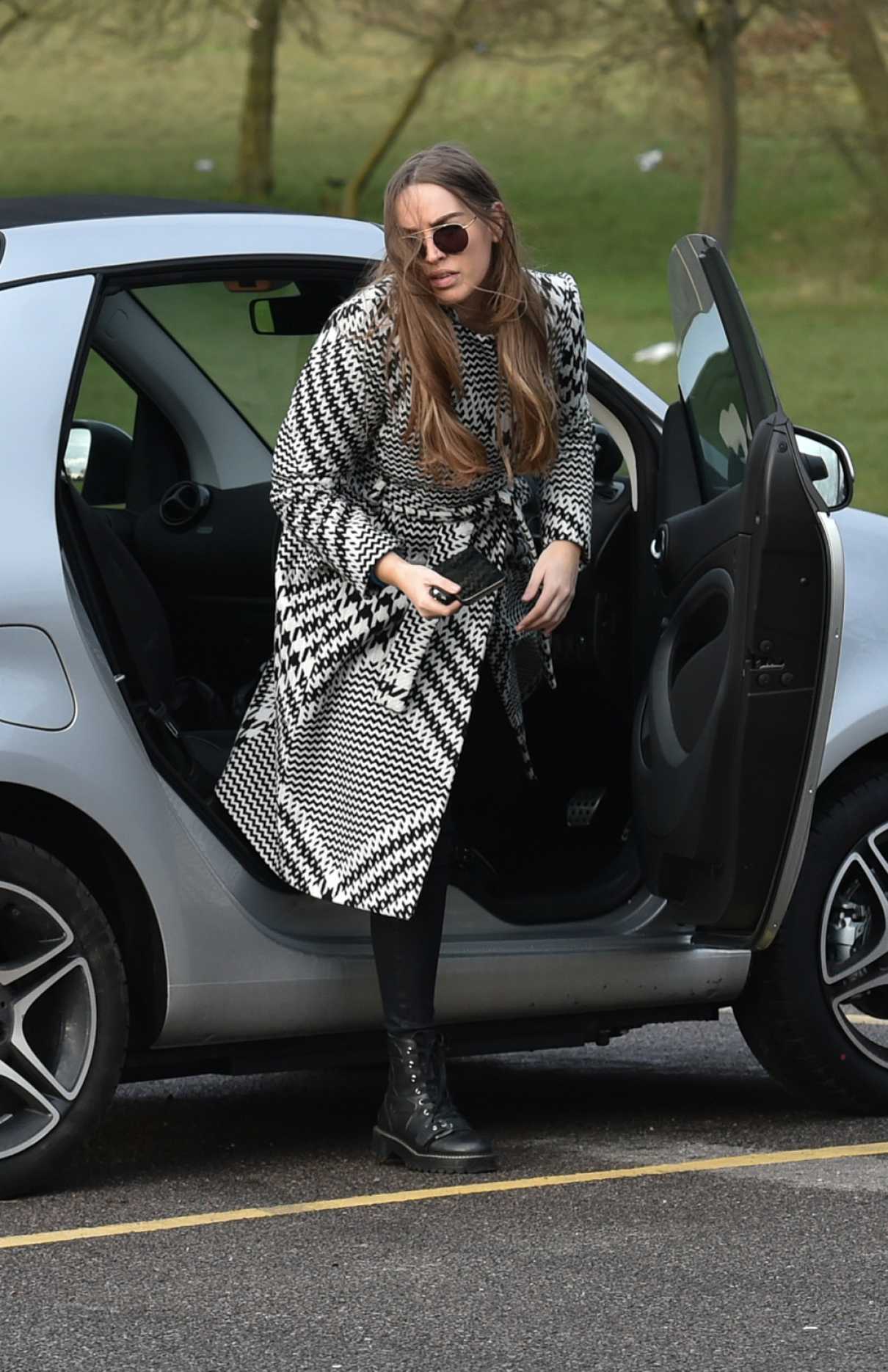 Chloe Ross in a Grey Coat