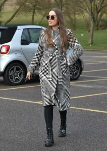 Chloe Ross in a Grey Coat