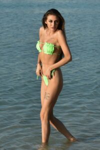 Chloe Veitch in a Neon Green Bikini