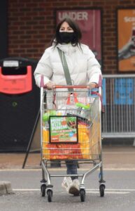 Davina McCall in a White Puffer Jacket