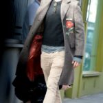 Eddie Redmayne in a Grey Coat Goes Shopping in London 02/24/2021